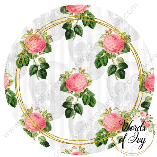 Car Coaster Digital Download - Pink Floral Skull 210904-004