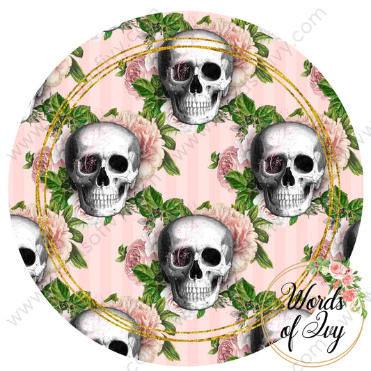 Car Coaster Digital Download - Pink Floral Skull 210904-009