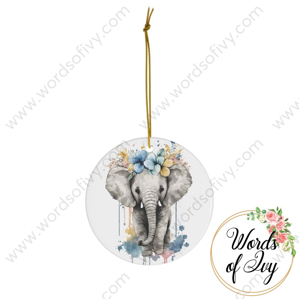 Christmas Ornament - Boho Elephant 230709011 Circle / One Size Home Decor