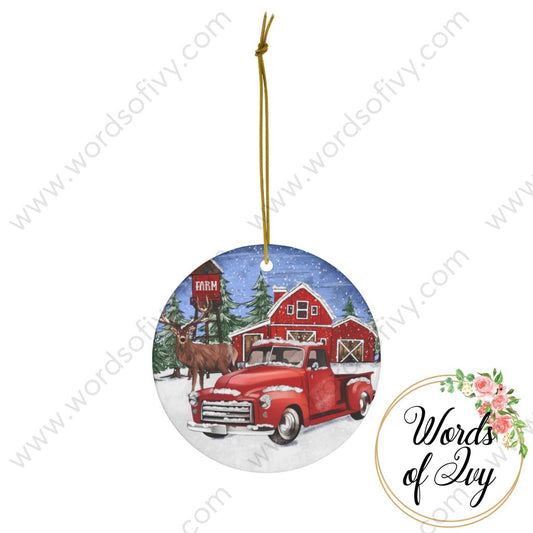 Christmas Ornament - Christmas Farm Reindeer and Truck 221110015 | Nauti Life Tees