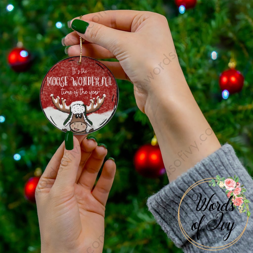 Christmas Ornament - It's the Moose Wonderful time of the year 221220015 | Nauti Life Tees