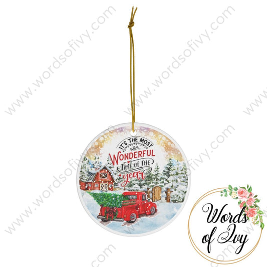 Christmas Ornament - It's the most wonderful time of the year red truck christmas pine tree christmas tree | Nauti Life Tees