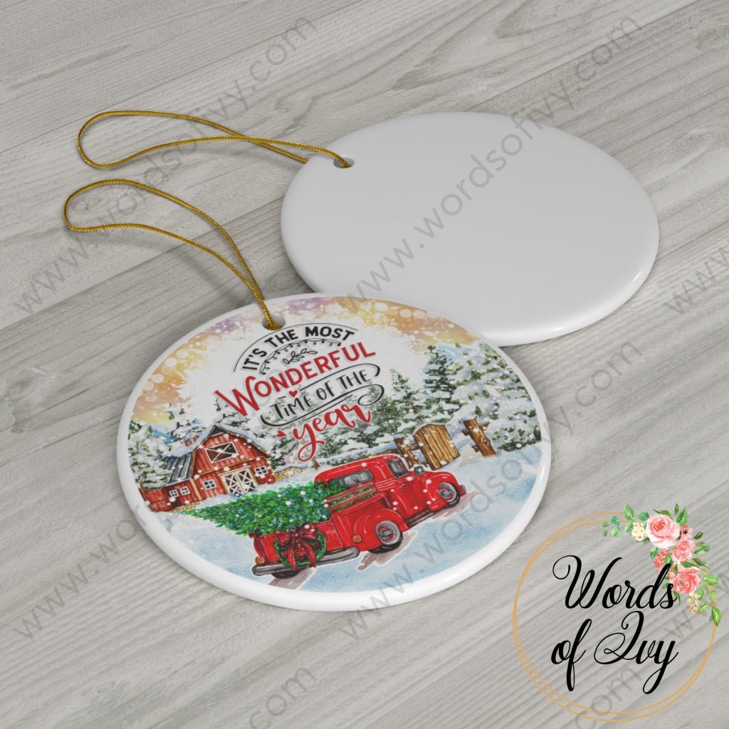 Christmas Ornament - It's the most wonderful time of the year red truck christmas pine tree christmas tree | Nauti Life Tees