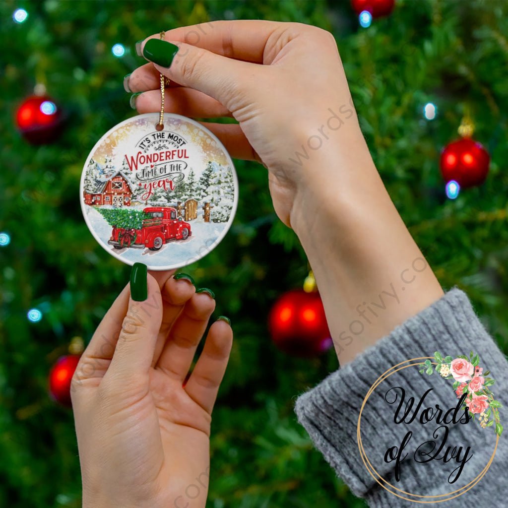 Christmas Ornament - It's the most wonderful time of the year red truck christmas pine tree christmas tree | Nauti Life Tees