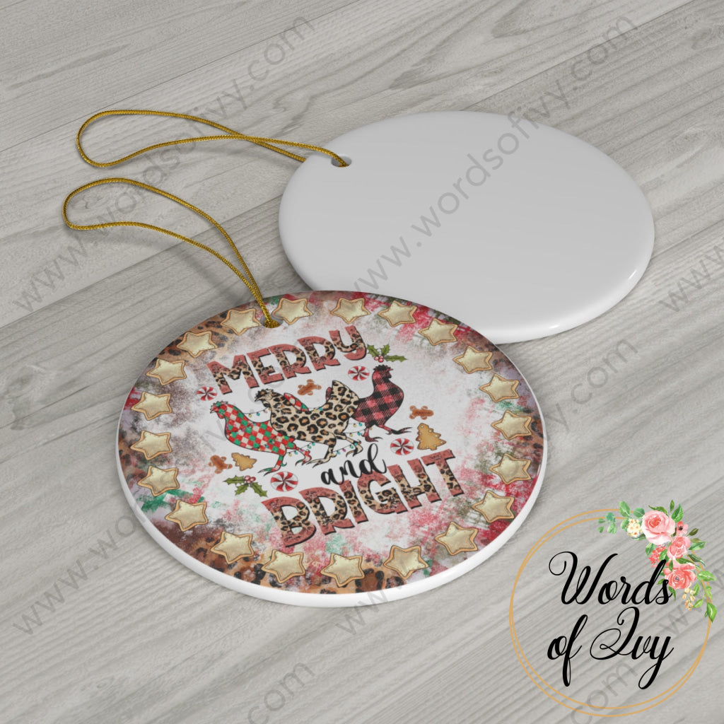 Christmas Ornament - Merry and Bright Chickens 221205024 | Nauti Life Tees