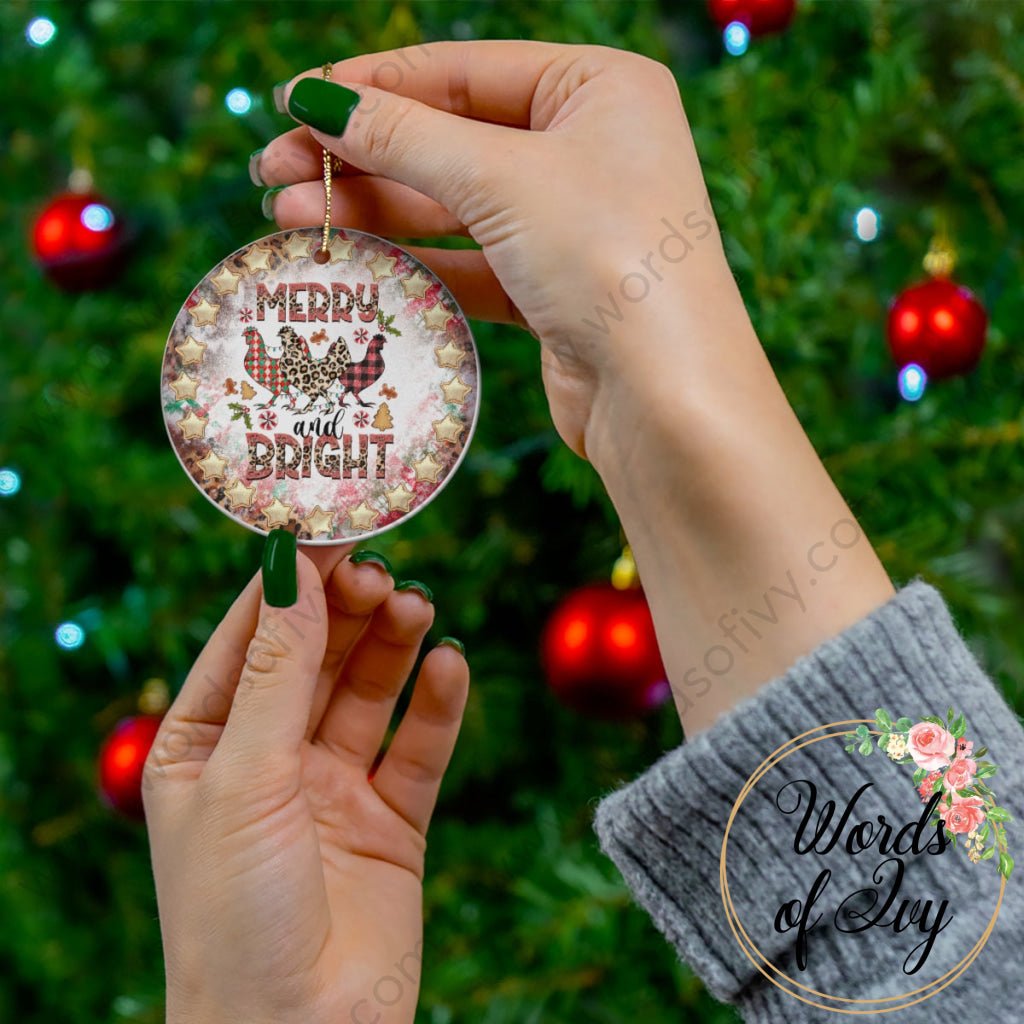 Christmas Ornament - Merry and Bright Chickens 221205024 | Nauti Life Tees