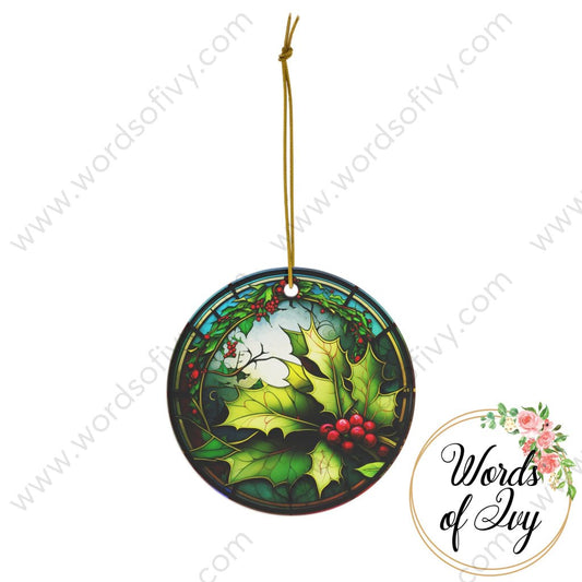 Christmas Ornament - Stained Glass Holly 230704017 | Nauti Life Tees