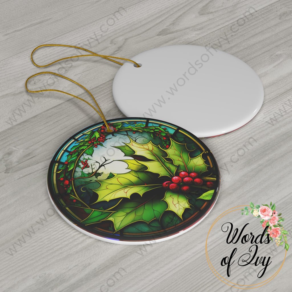 Christmas Ornament - Stained Glass Holly 230704017 | Nauti Life Tees