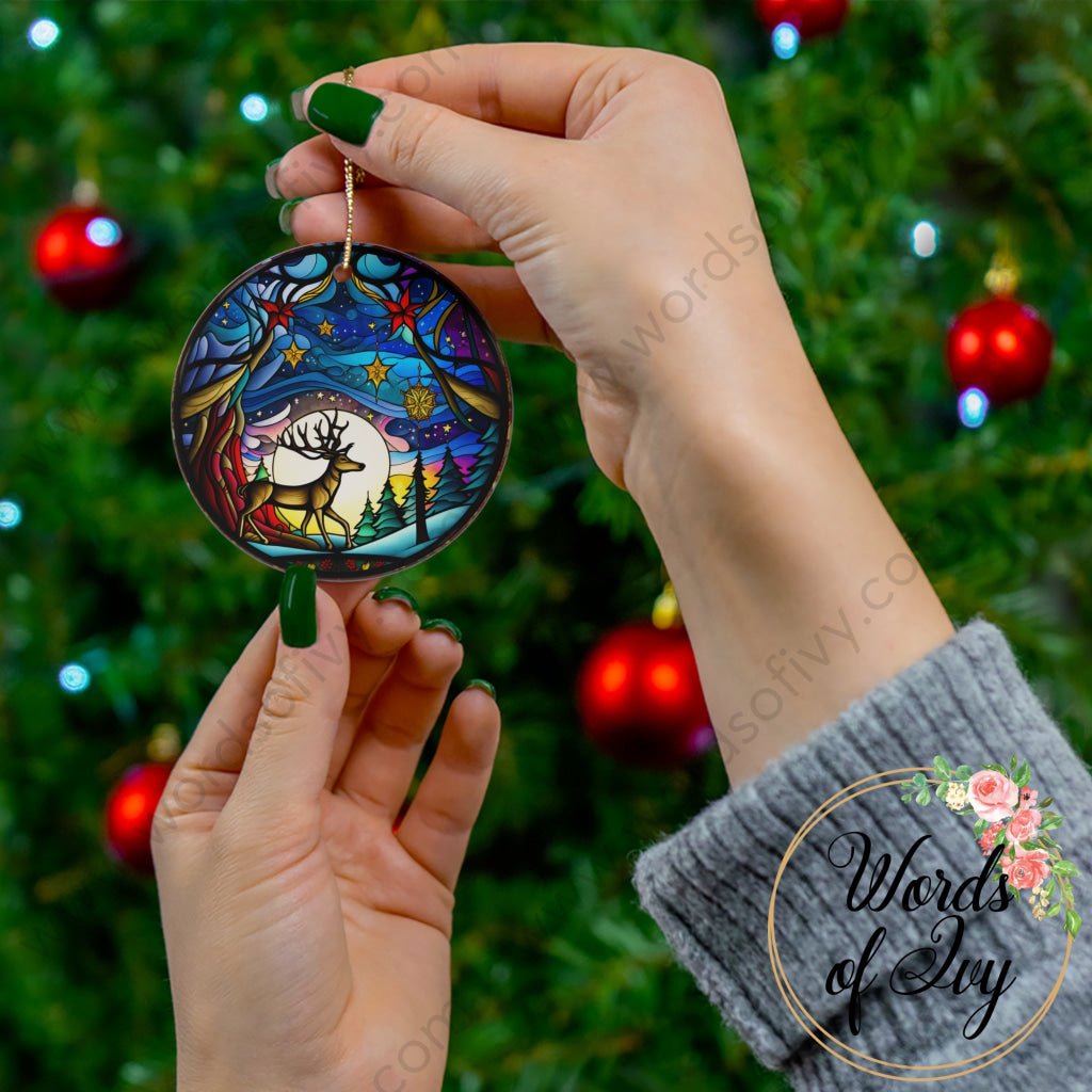 Christmas Ornament - Stained Glass Reindeer 230704006 | Nauti Life Tees