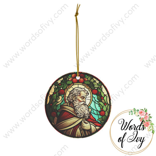 Christmas Ornament - Stained Glass Santa 230704009 Circle / One Size Home Decor