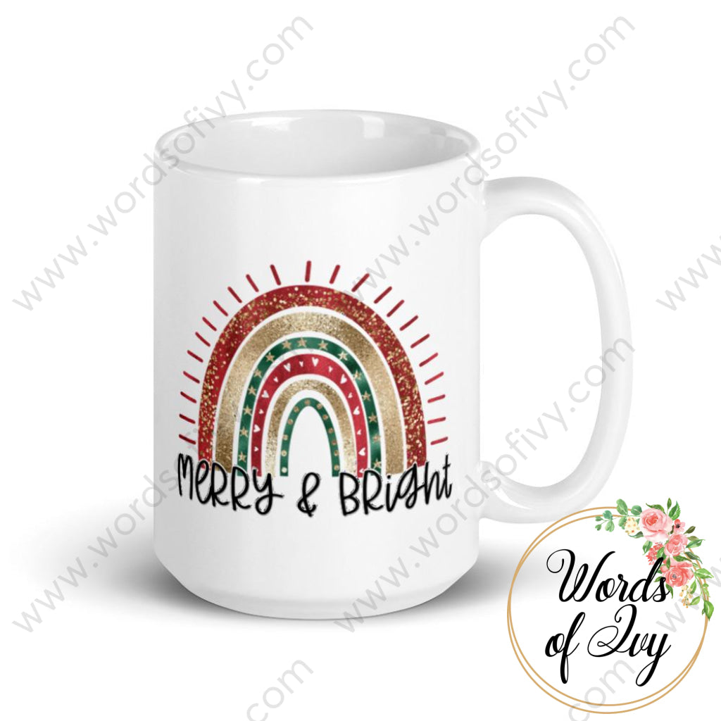 Coffee Mug - Christmas Boho Rainbow Merry And Bright 15Oz