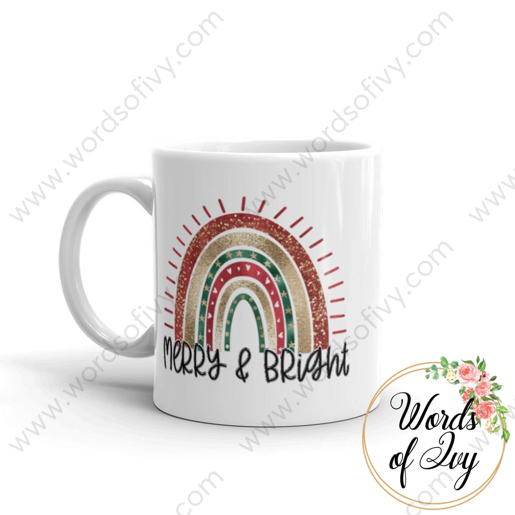 Coffee Mug - Christmas Boho Rainbow Merry And Bright