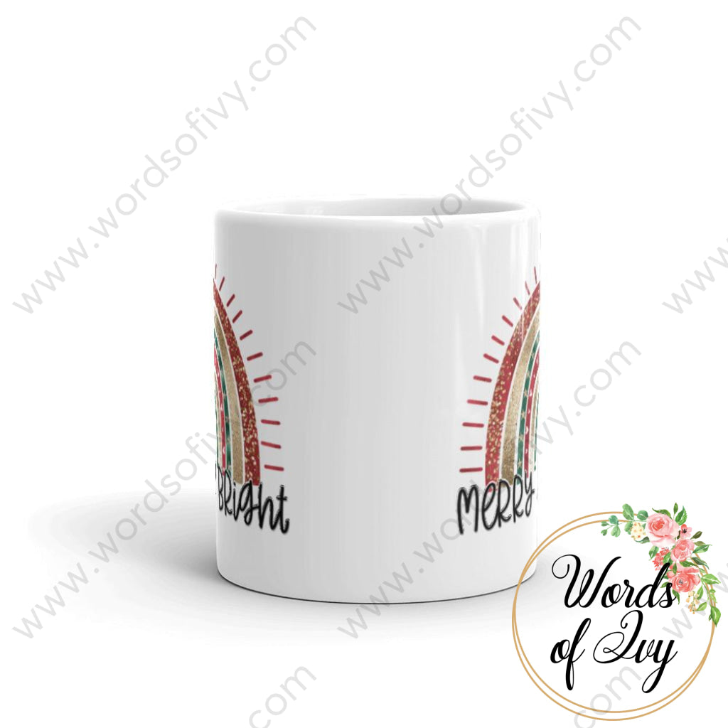 Coffee Mug - Christmas Boho Rainbow Merry and Bright | Nauti Life Tees