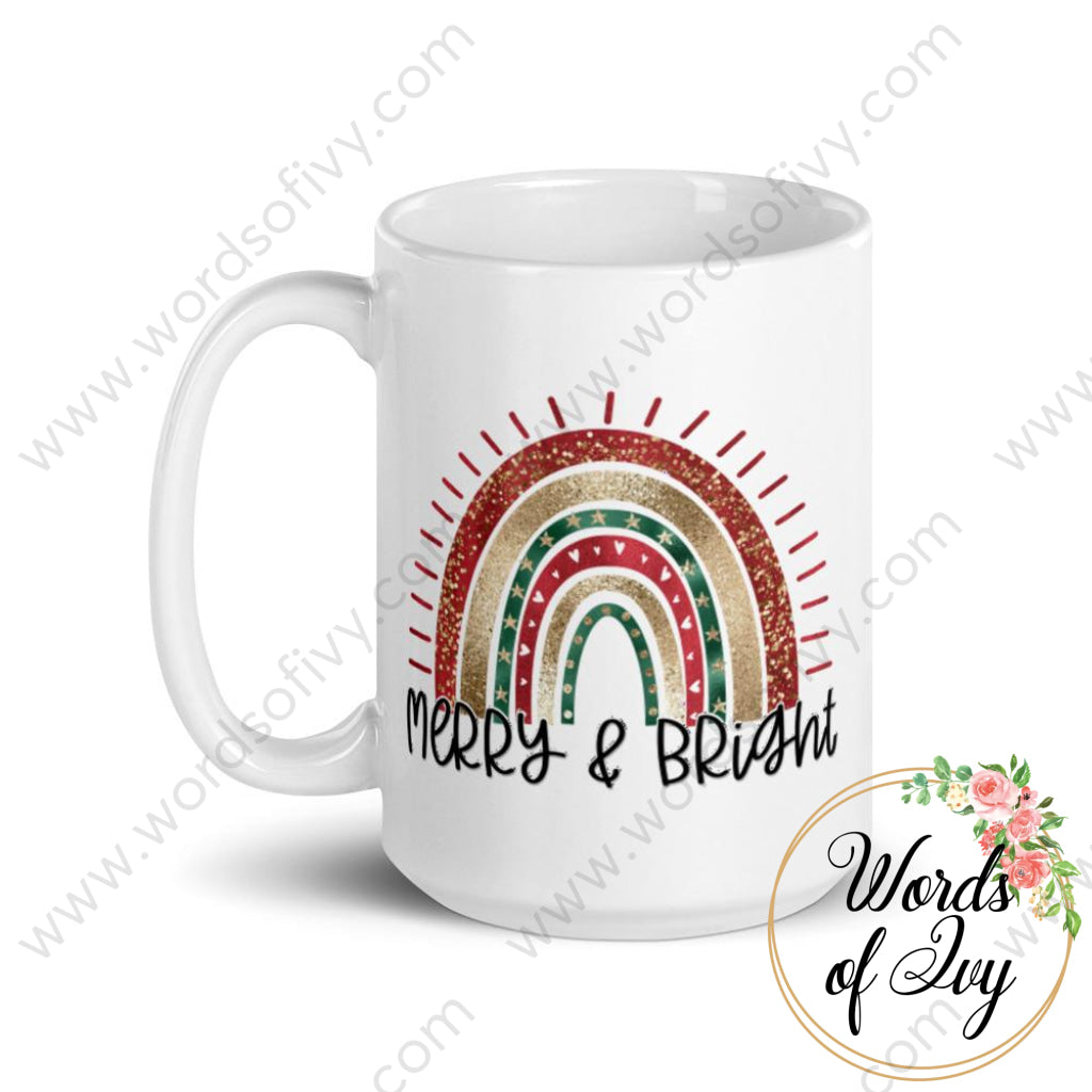 Coffee Mug - Christmas Boho Rainbow Merry and Bright | Nauti Life Tees