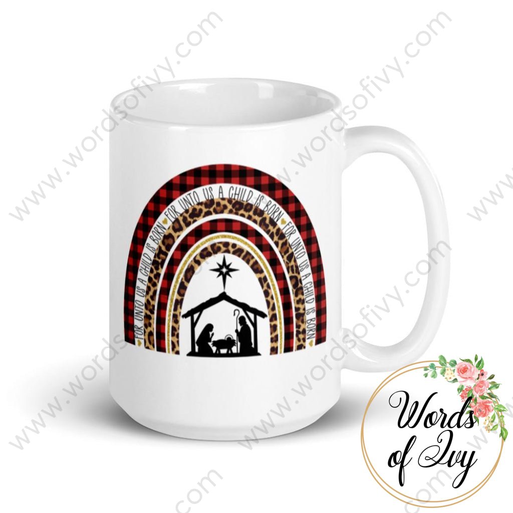 Coffee Mug - For unto us a child is born Boho Rainbow | Nauti Life Tees
