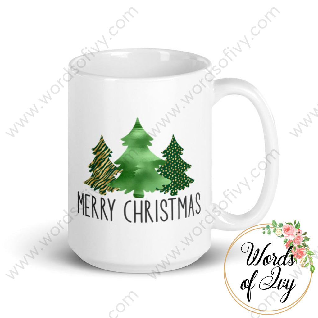 Coffee Mug - Merry Christmas Green Trees | Nauti Life Tees