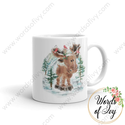 Coffee Mug - Watercolor Snowy Moose 11Oz