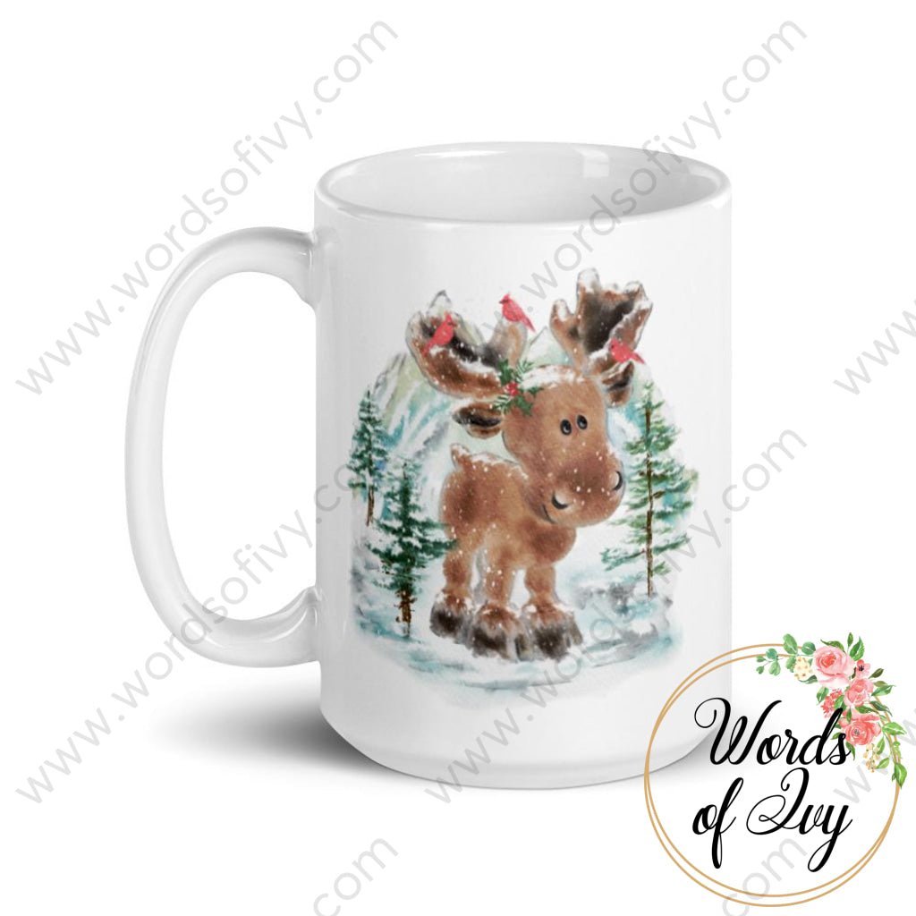 Coffee Mug - Watercolor Snowy Moose | Nauti Life Tees