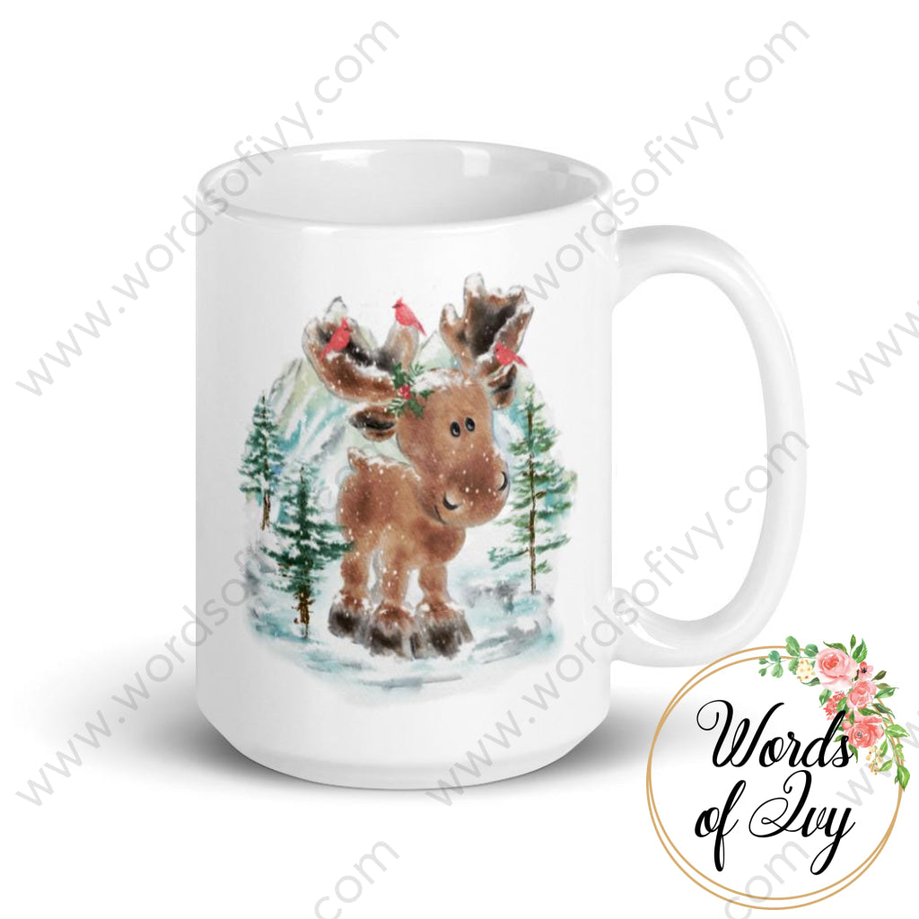 Coffee Mug - Watercolor Snowy Moose | Nauti Life Tees