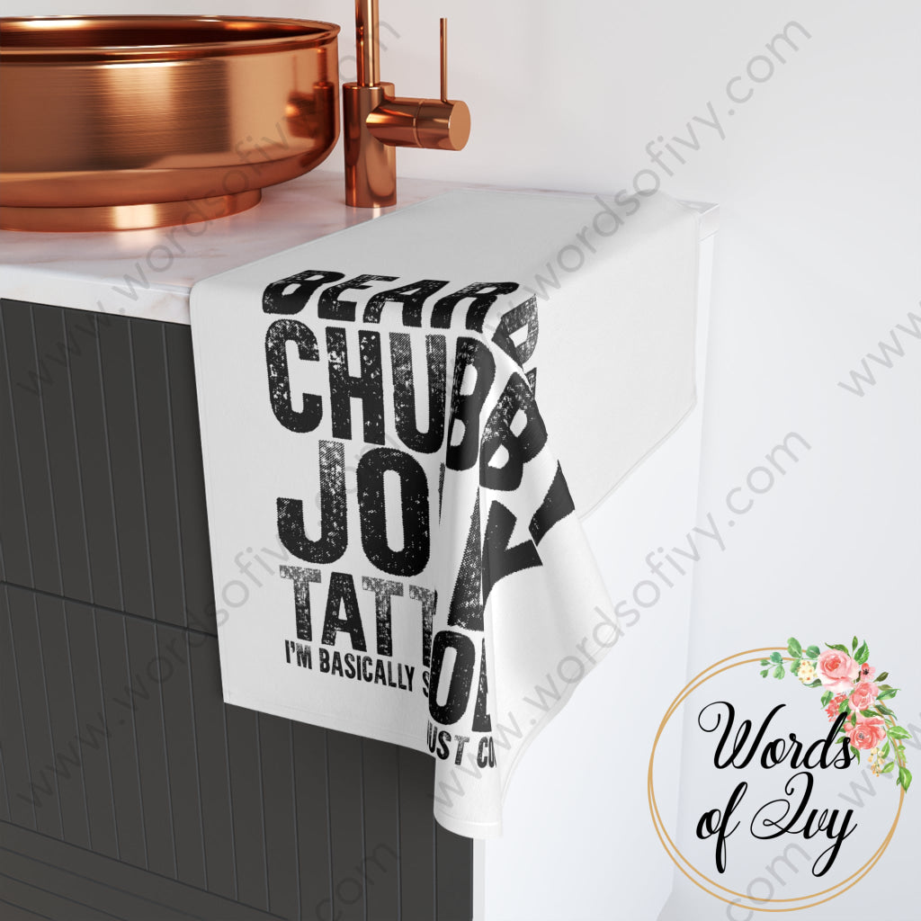 Hand Towel - Bearded Chubby Jolly Tattooed I’m Basically Santa 221008033 Home Decor