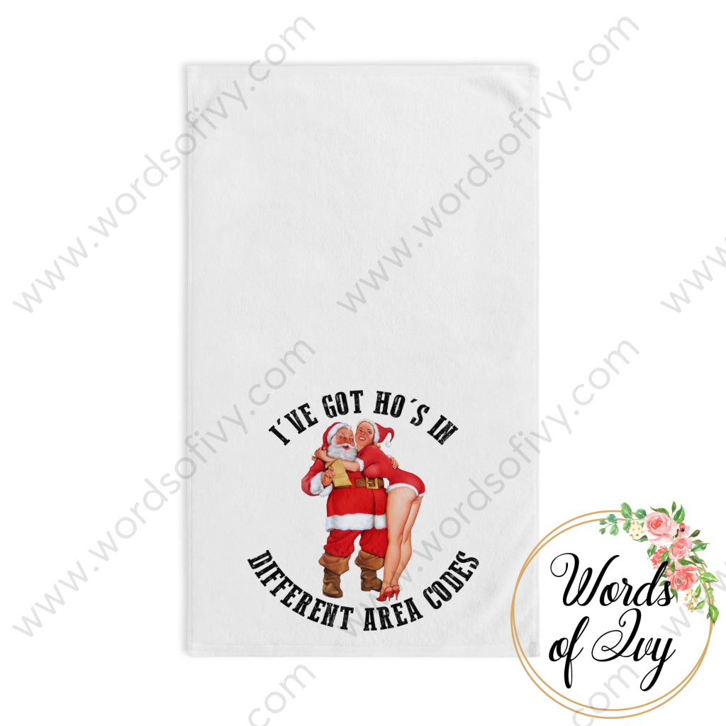 Hand Towel - I’ve Got Ho’s In Different Area Codes Santa 221008040 White Base / 28’’ ×