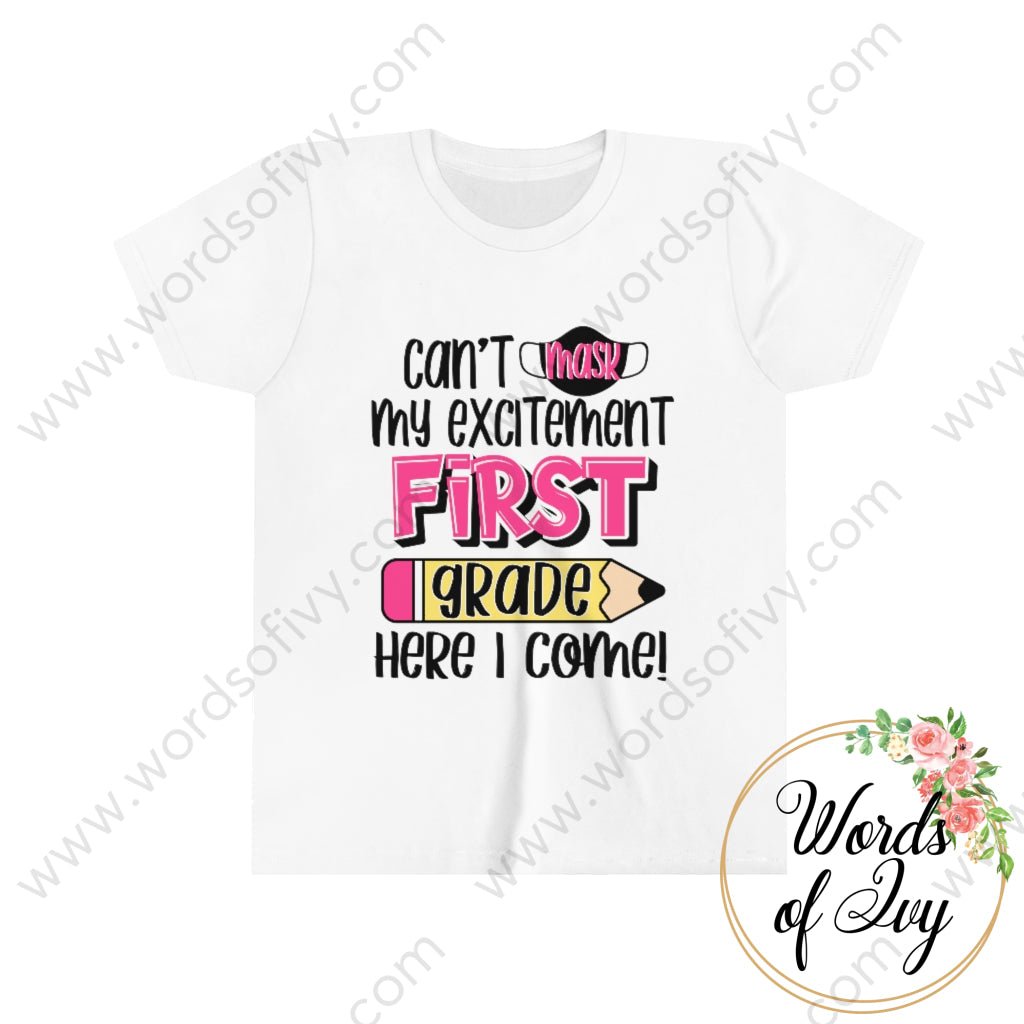 Kid Tee - Can't Mask my excitement 1st pink 220714007 | Nauti Life Tees