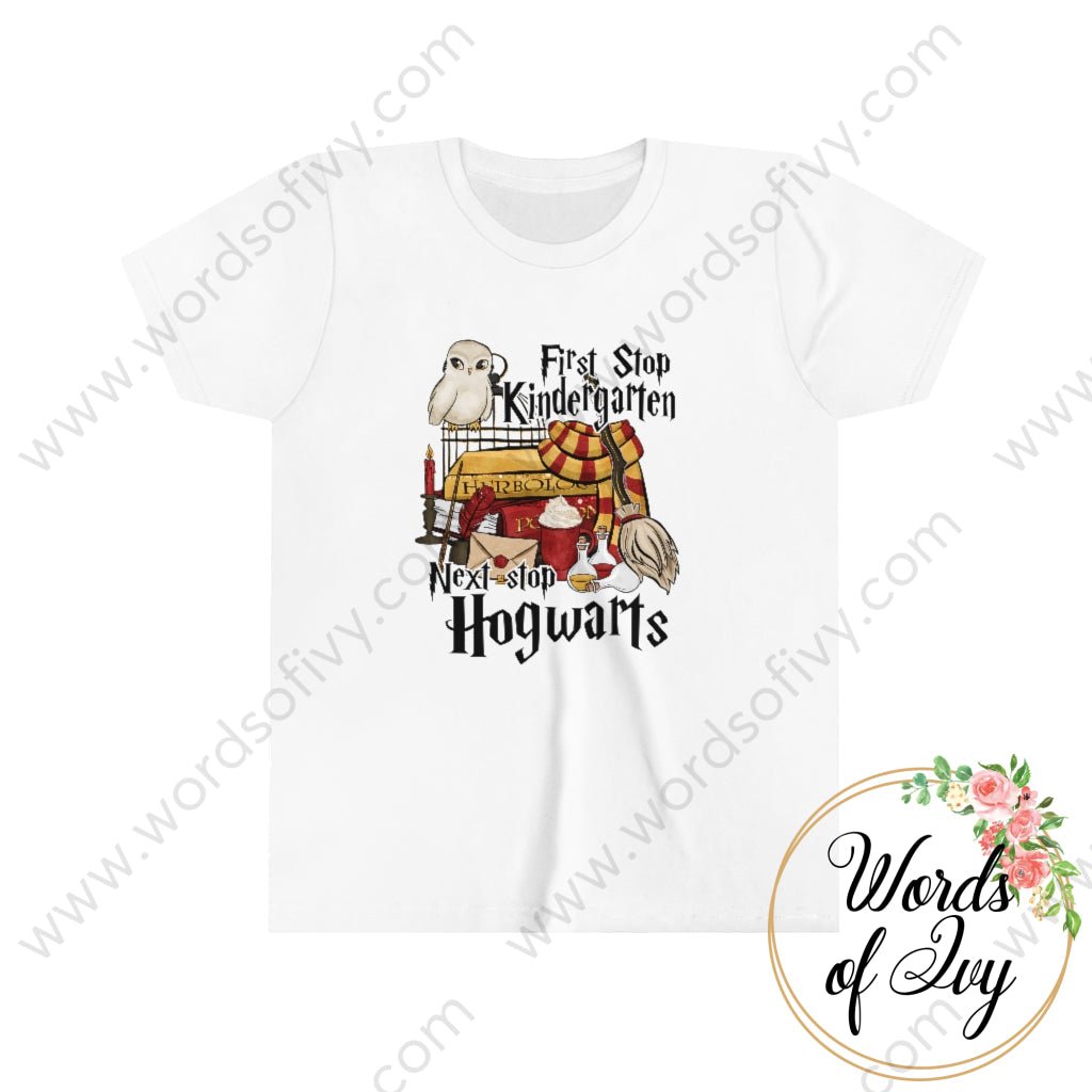 Kid Tee - First Stop Kindergarten Next Hogwarts 220719001 White / S Kids Clothes