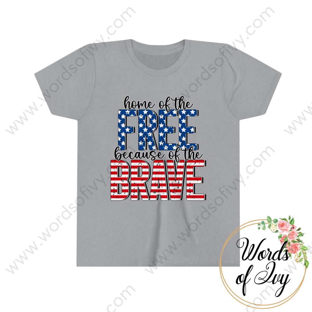 Kid Tee - Home Of The Free Because Brave 220519004 Athletic Heather / S Kids Clothes