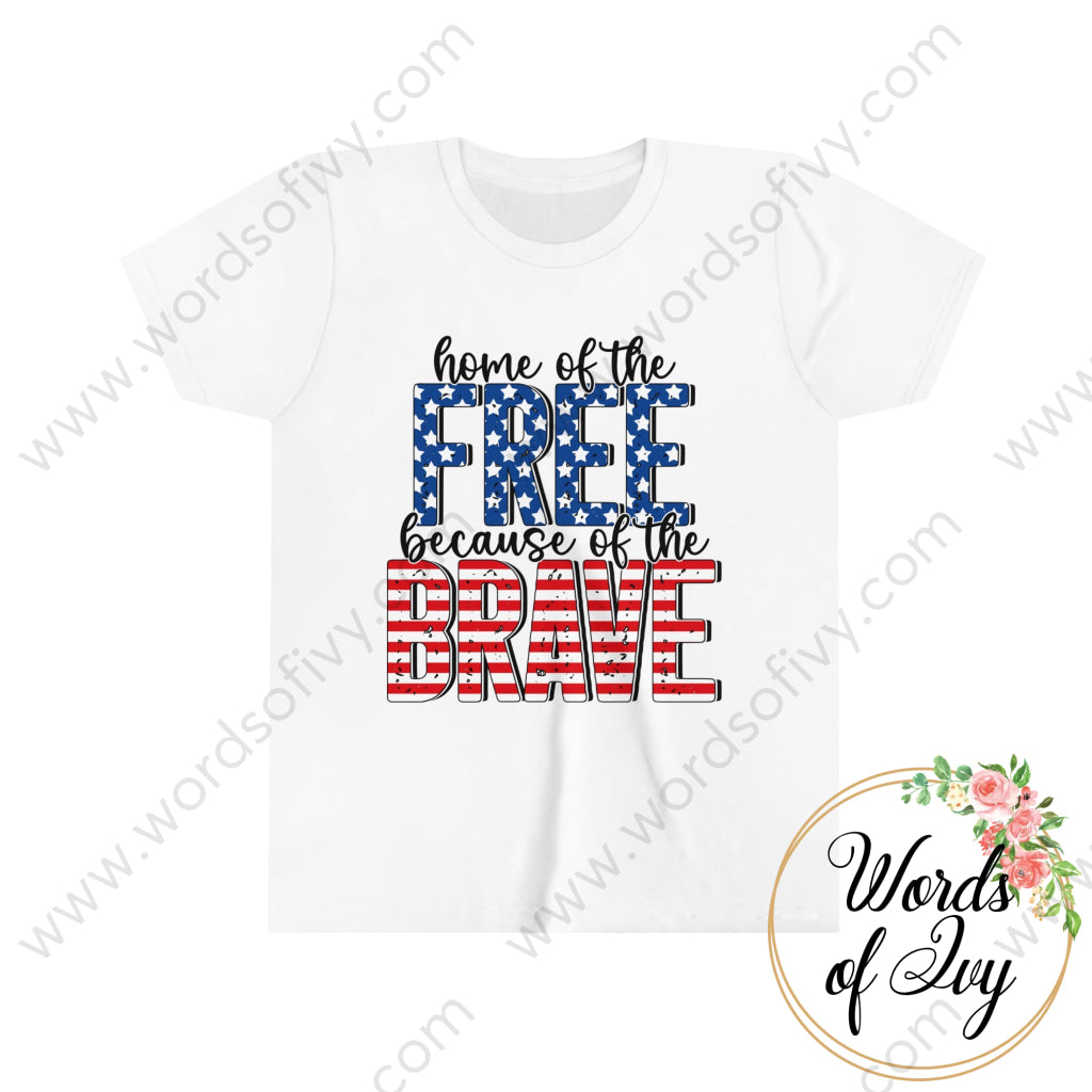 Kid Tee - Home Of The Free Because Brave 220519004 White / S Kids Clothes