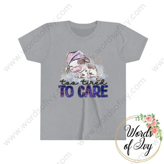 Kid Tee - Too Tired To Care 220713010 Athletic Heather / S Kids Clothes