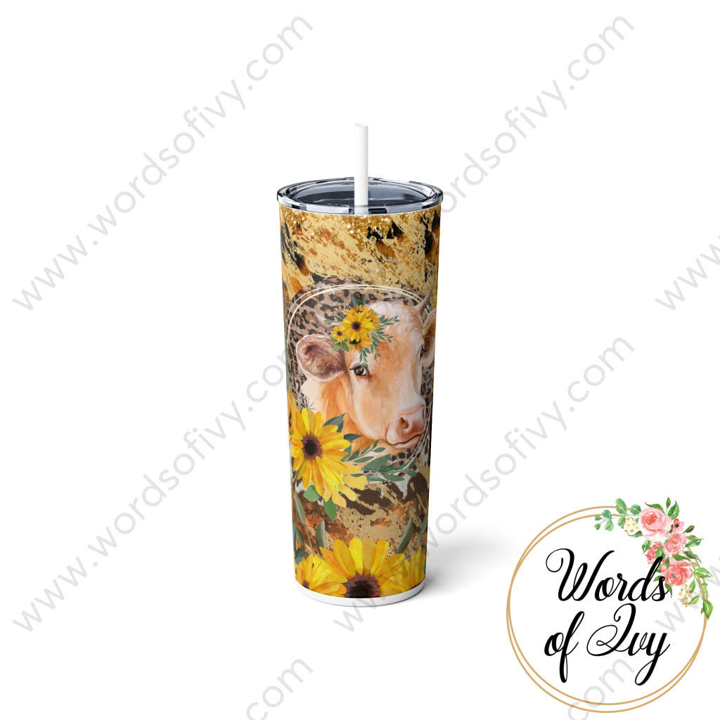 Skinny Steel Tumbler With Straw 20Oz - Floral Cow 230705014 White / Glossy Mug