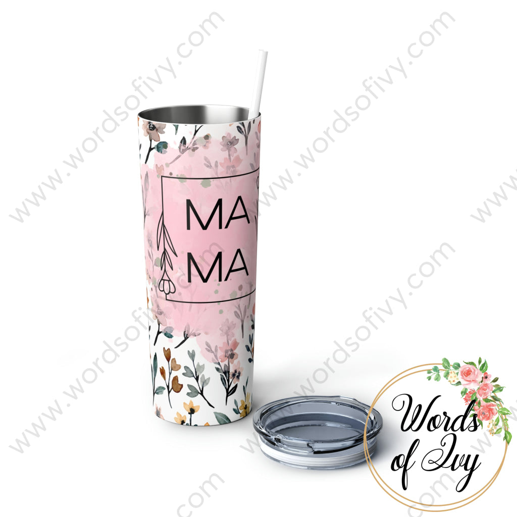 Skinny Steel Tumbler with Straw, 20oz - Mama Flower 230505001 | Nauti Life Tees