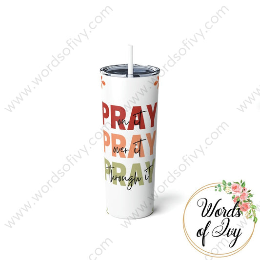 Skinny Steel Tumbler With Straw 20Oz - Pray Flower 230505003 White / Glossy Mug