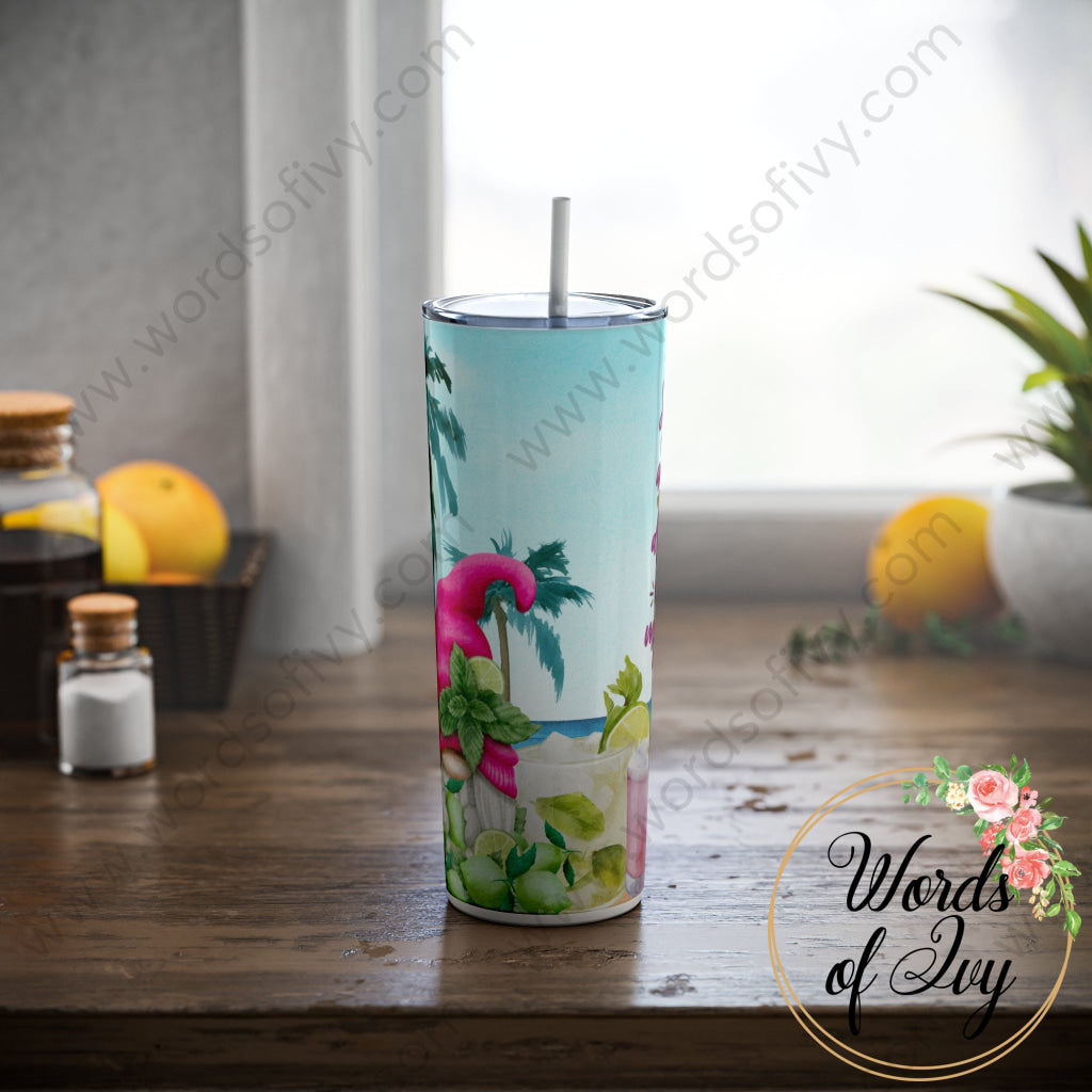 Skinny Steel Tumbler with Straw, 20oz - Sun sand and drink in my hands 230705006 | Nauti Life Tees