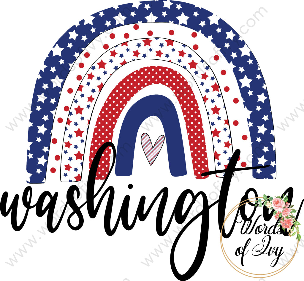 State Sublimation Digital Download - Boho American Rainbow Washington 2 220522 | Nauti Life Tees