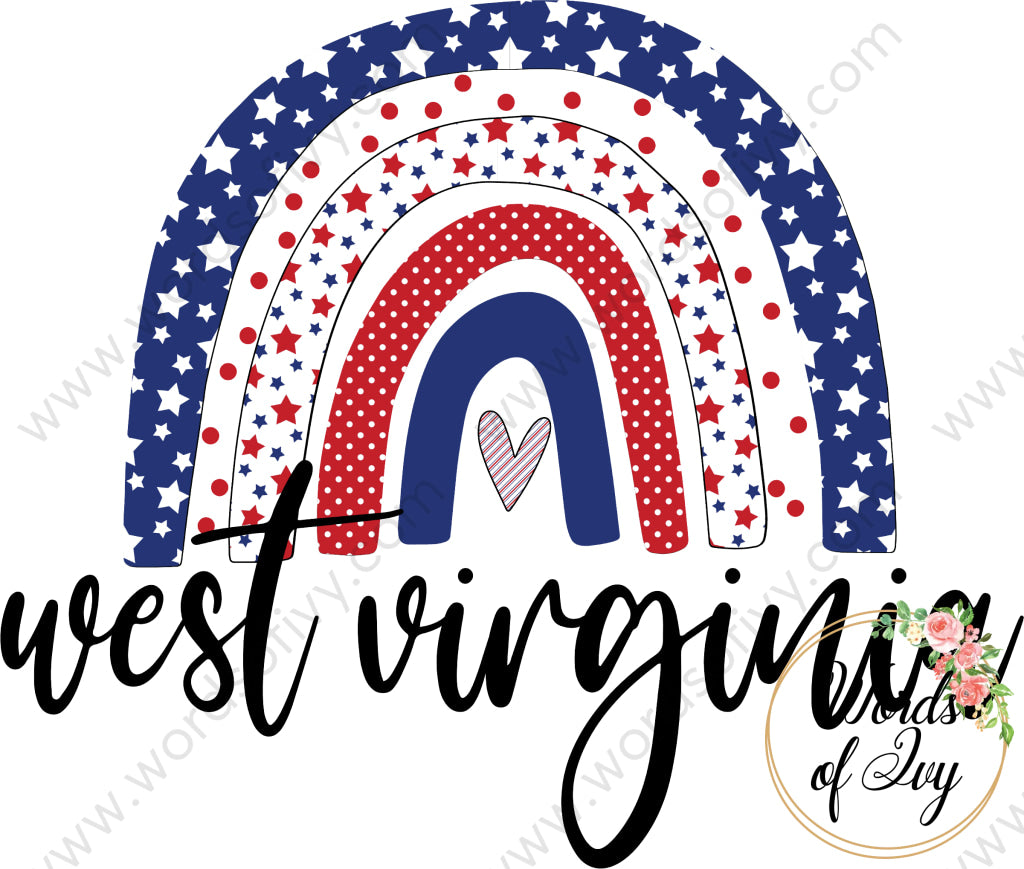 State Sublimation Digital Download - Boho American Rainbow West Virginia 2 220522 | Nauti Life Tees