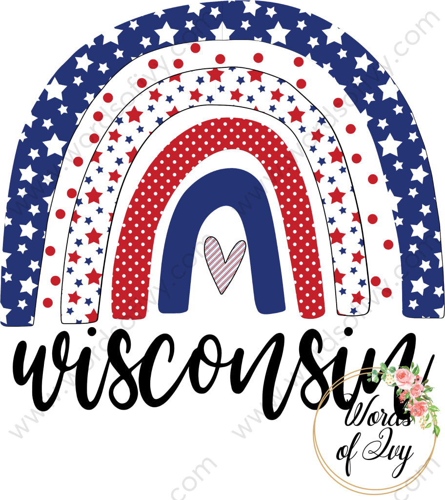 State Sublimation Digital Download - Boho American Rainbow Wisconsin 2 220522