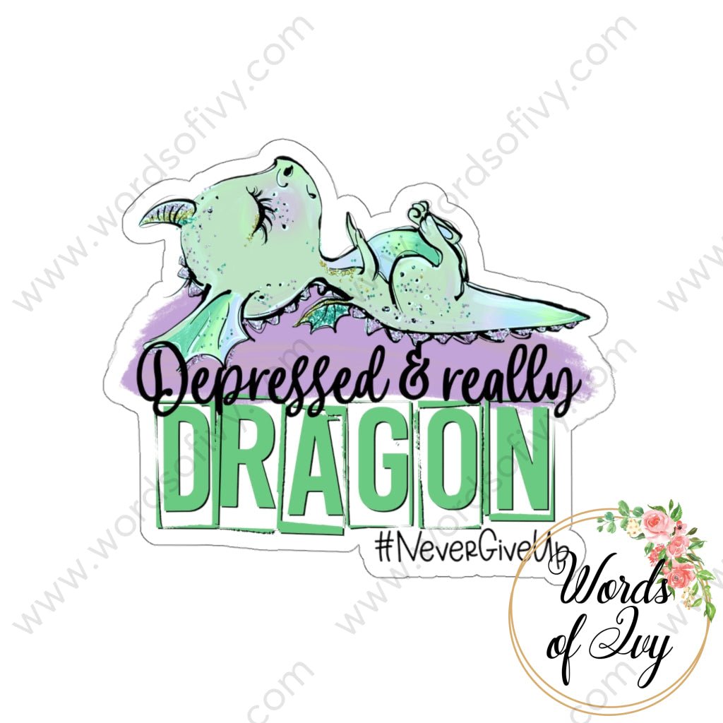 Sticker - Depressed And Really Dragon 220223006 White / Die Cut 3 × Paper Products