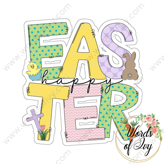 Sticker - Happy Easter 220305012 White / Die-Cut 3 × Paper Products