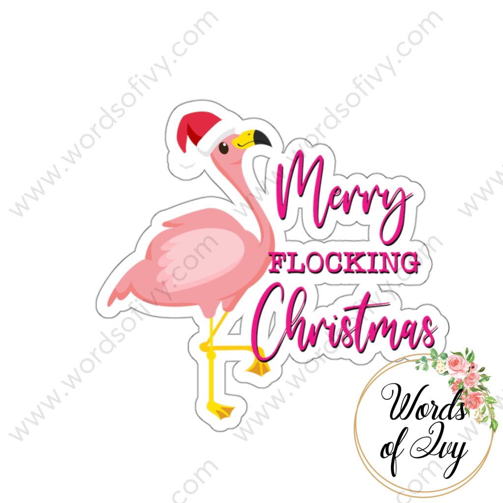 Sticker - Merry Flocking Christmas 230703021 White / Die-Cut 3’ × Paper Products