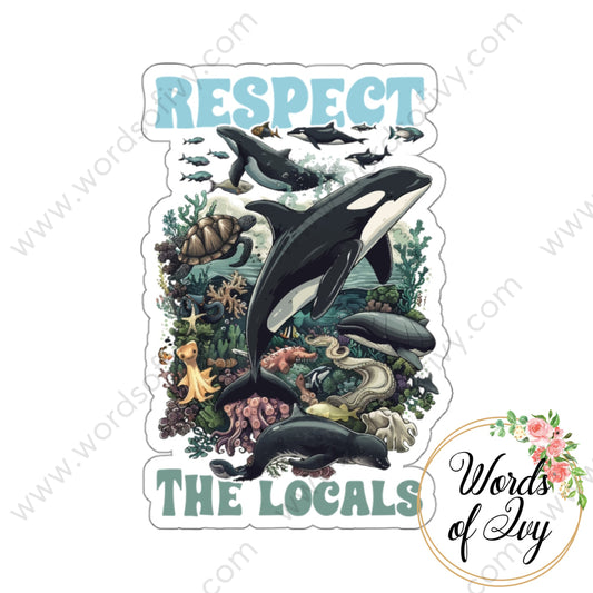 Sticker - Respect The Locals Ocean Whales 240719004 White / Die-Cut 3’ × Paper Products