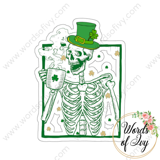 Sticker - St Patrick’s Day Skeleton 220128003 White / Die-Cut 3’ × Paper Products