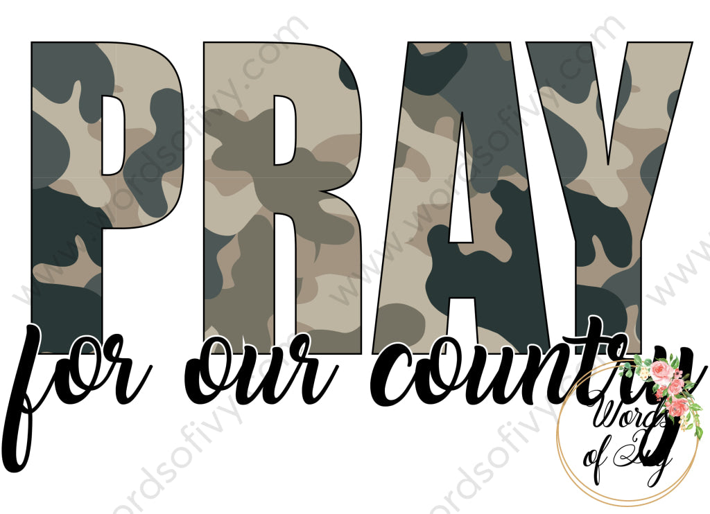 Sublimation Digital Download - Pray for our Country Army 210829 | Nauti Life Tees