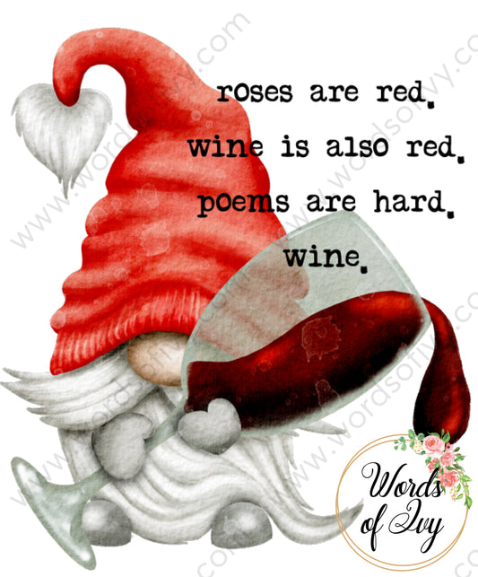 Sublimation Digital Download - Roses are red, wine is also red, poems are hard, wine. 210525 | Nauti Life Tees