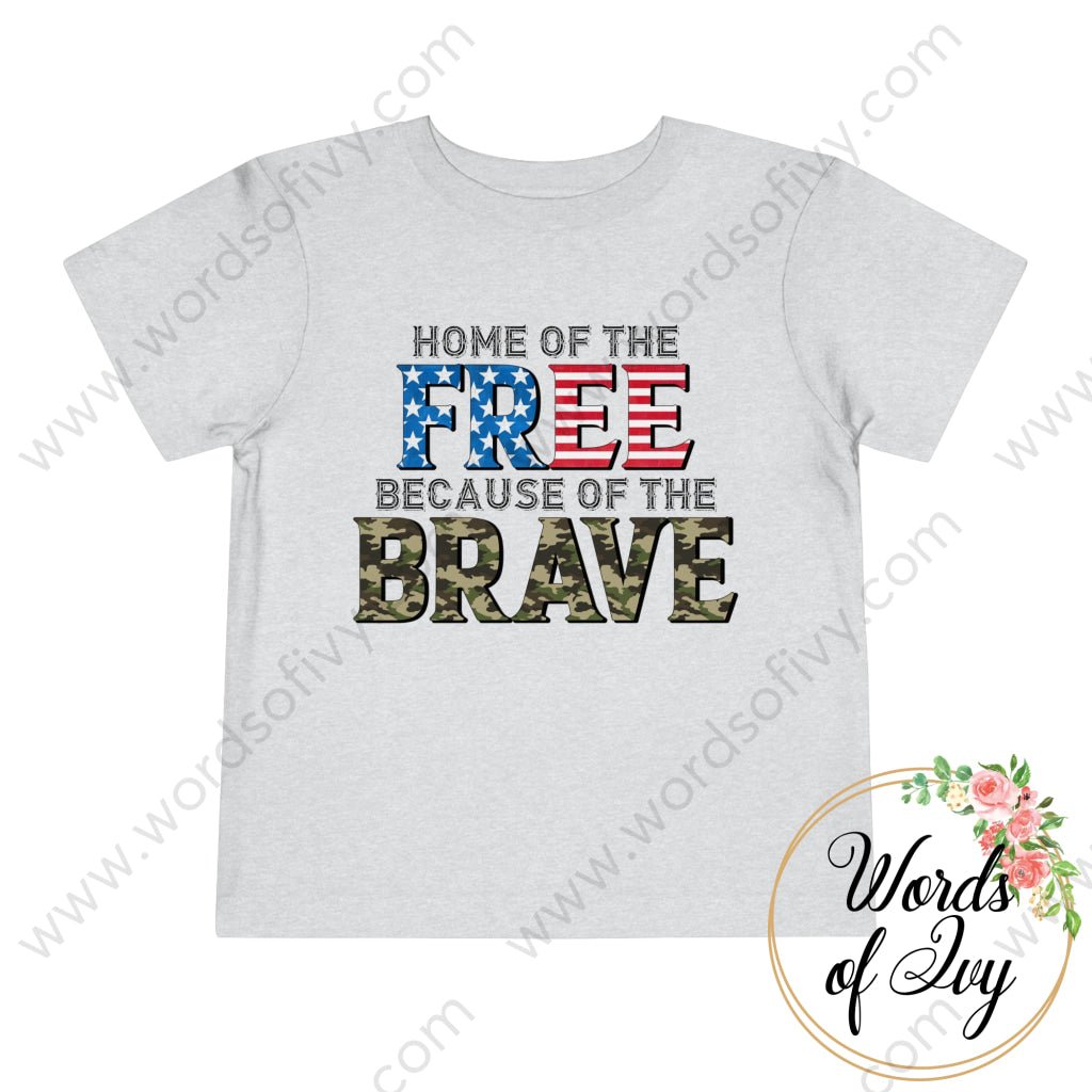 Toddler Tee - Home Of The Free Because Brave 220130009 Athletic Heather / 2T Kids Clothes