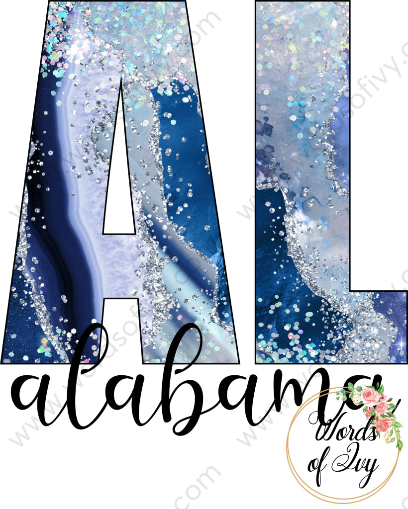 US State Sublimation Digital Download - Blue Agate Alabama 210606 | Nauti Life Tees