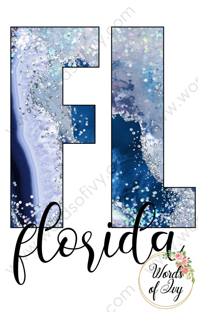 US State Sublimation Digital Download - Blue Agate Florida 210606 | Nauti Life Tees