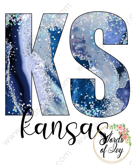 Us State Sublimation Digital Download - Blue Agate Kansas 210606