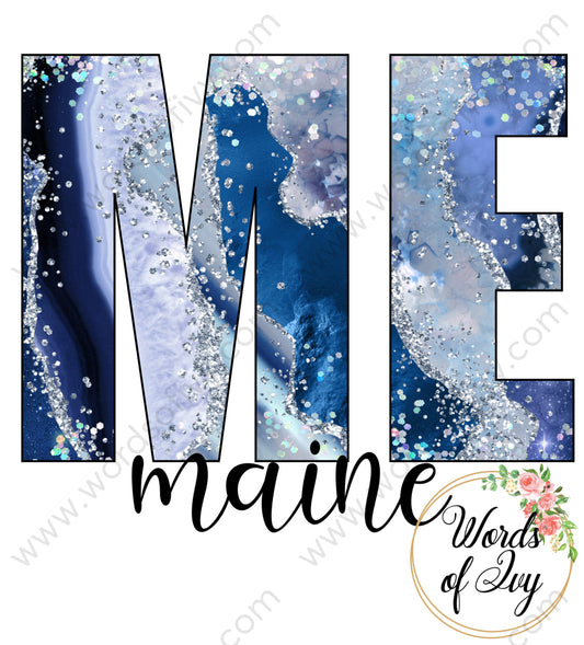 US State Sublimation Digital Download - Blue Agate Maine 210606 | Nauti Life Tees