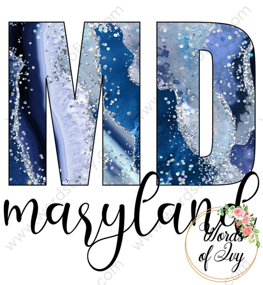 US State Sublimation Digital Download - Blue Agate Maryland 210606 | Nauti Life Tees